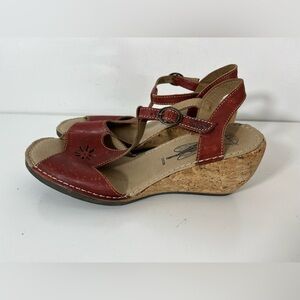 Fly London Eur Size 40 Womens 9 Red Cork Wedge Sandals Red